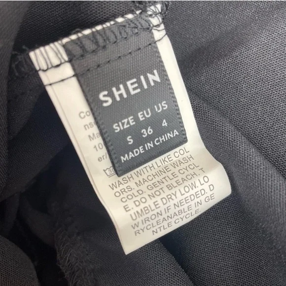 SHEIN Lace Flutter Sleeve Belted Wide Leg Jumpsuit Black Size Small NWOT - Picture 5 of 6